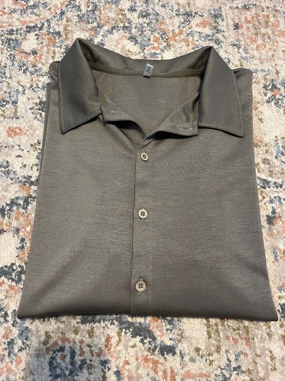 AOYI Men's Short Sleeve Button Down Shirt Olive Green Size XXL